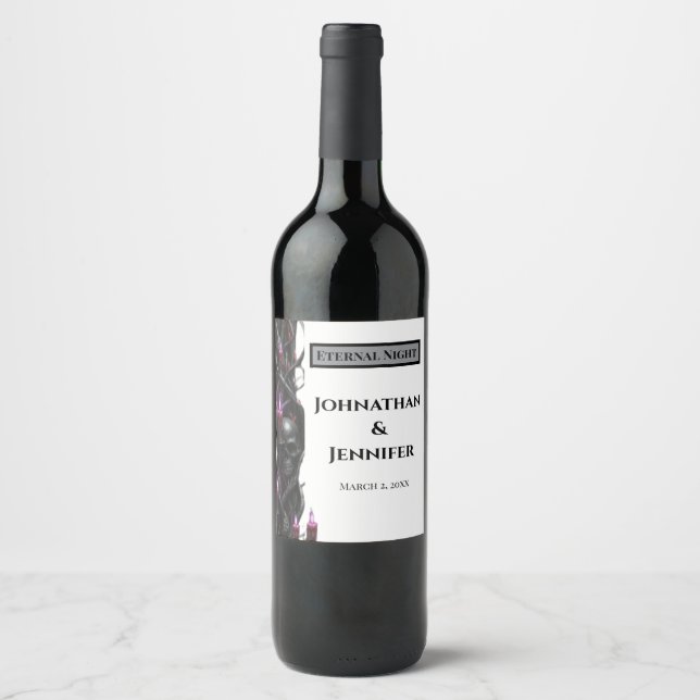 Eternal Night Gothic Vampire Wedding Dark Romance Wine Label (Front)