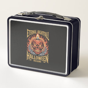 Eternal Nightfall Halloween Skull Pumpkin Metal Lunch Box