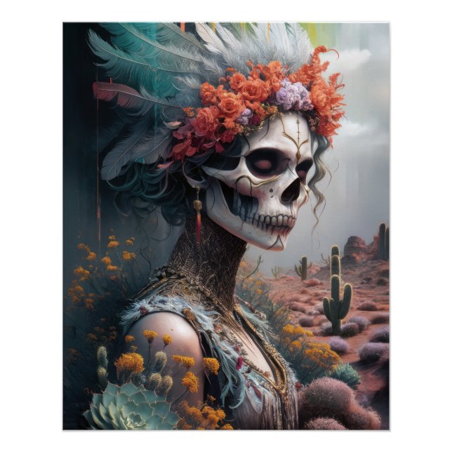 Eternal Princess Warrior, Native American Skull Poster (Front)