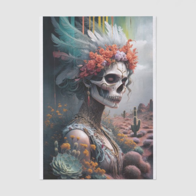 Eternal Princess Warrior, Native American Skull Tissue Paper (Front)