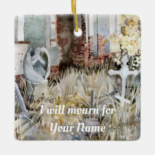 Eternal silence in the cemetery  ceramic ornament
