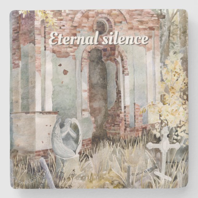 Eternal silence in the cemetery  stone coaster (Front)
