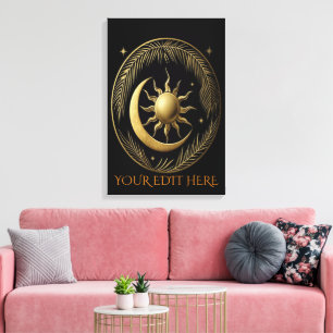 Eternal Solar Eclipse and Gilded Palm Leaf Canvas Print