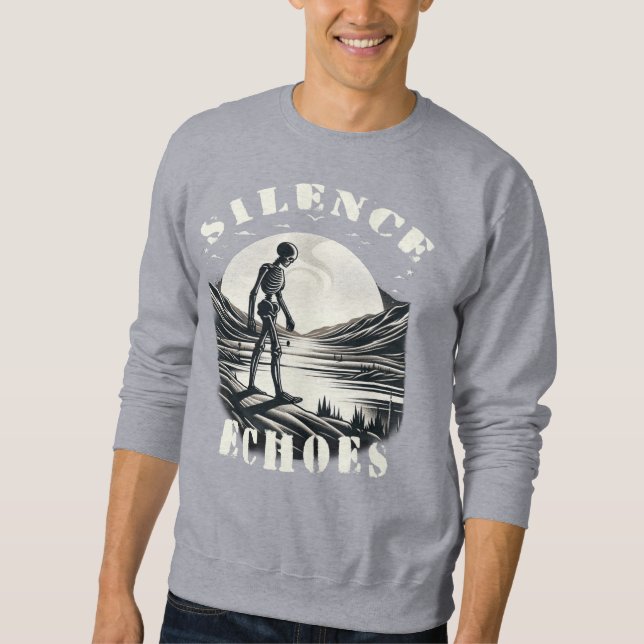 Eternal Solitude: A Skeleton Walking Through Sweatshirt (Front)