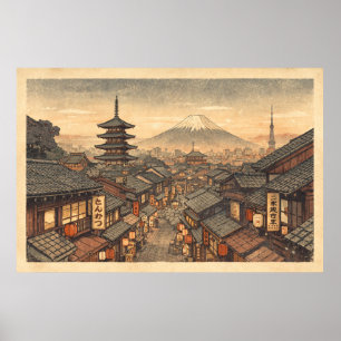 Eternal Sunset in Old Kyoto Poster