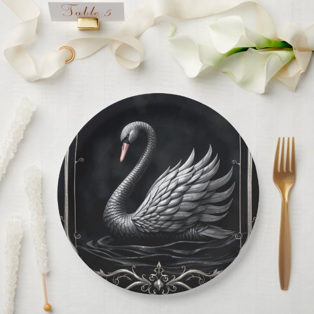 Eternal Swan of Love, Forever Begins Here. Paper Plate (Wedding)