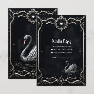 Eternal Swan of Love, Forever Begins Here RSVP Card