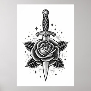 Eternal Thorn: Classic Dagger Rose Poster