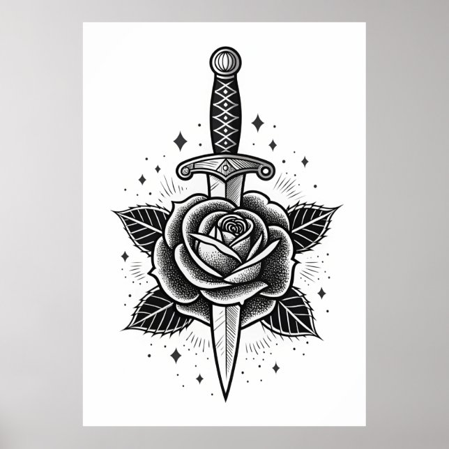 Eternal Thorn: Classic Dagger Rose Poster (Front)