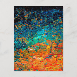 ETERNAL TIDE 2 Orange Turquoise Blue Black Ombre Postcard