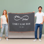 Eternal Us – Mr & Mrs  Throw Blanket<br><div class="desc">Eternal Us – Mr & Mrs Throw Blanket Celebrate a love that lasts forever with the Eternal Us – Mr & Mrs Throw Blanket. Designed with a modern infinity‑symbol motif and elegant script in white with changeable colored background, this blanket becomes a meaningful keepsake when personalized with your family name...</div>