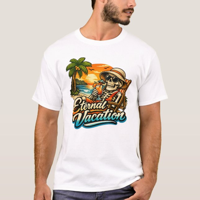 Eternal Vacation – Tropical Skeleton Basic T-Shirt (Front)