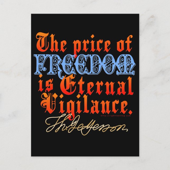 Eternal Vigilance Postcard (Front)