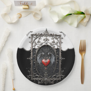 Eternal Vows Beneath Midnight Wings. Paper Plate