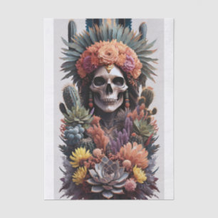 Eternal Warrior, Native American Skull Decoupage Tissue Paper