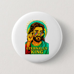 Eternally King Cool Jesus Christian Anime Manga Po 6 Cm Round Badge