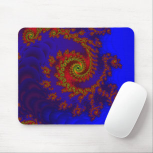 Eternity Blue and Red Fractal Art Mouse Pad