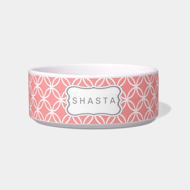 Eternity Circle Pattern Dog Bowl - pink (Front)
