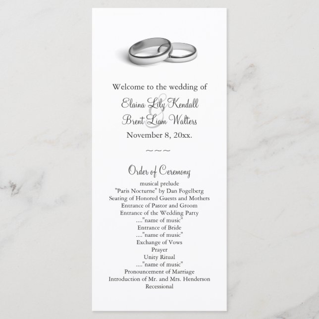 Eternity Wedding Program 2 Programme (Front)