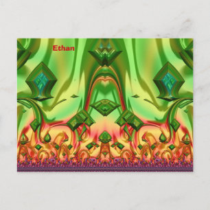 ETHAN ~ 3D Design Pattern ~ Christmas Colors~ Postcard
