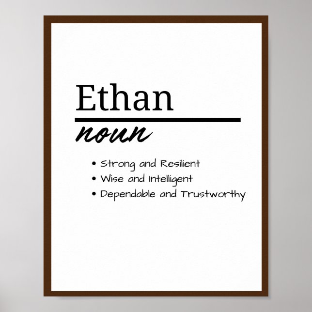 Ethan, Boy Personalised Name Definition Poster (Front)