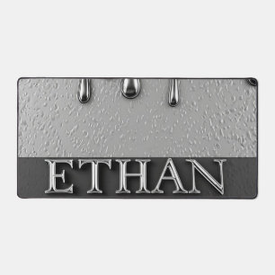Ethan Chrome Nameplate With Liquid Metal Drips Desk Mat