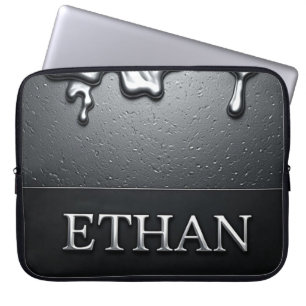 Ethan Chrome Nameplate With Liquid Metal Drips Laptop Sleeve
