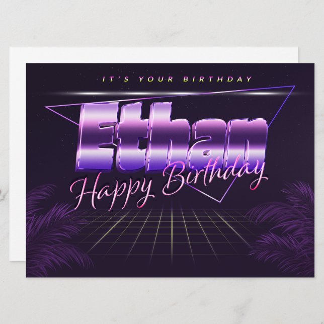 Ethan Name First Name pura retro card Birthday (Front/Back)