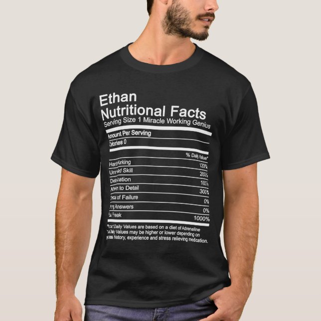 Ethan  Name Nutritional Facts T-Shirt (Front)