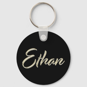 Ethan Name whitegold Button Schlüsselanhänger Key Ring