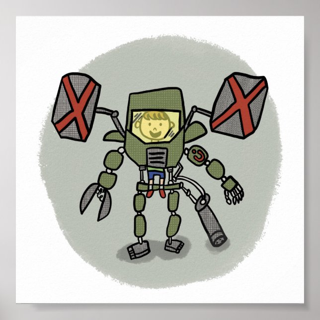 Ethan's Mech Comicbook Style Print (Front)