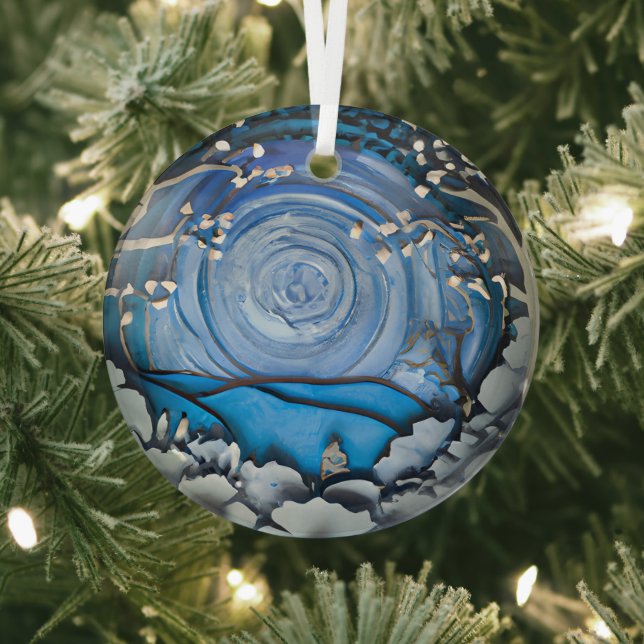 Ethereal 3D Look Winter Scene  Glass Tree Decoration (Insitu)