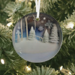 Ethereal 3D Look Winter Scene Glass Tree Decoration<br><div class="desc">Lovely 3D look image of a AI winter scene will shine and reflect your lights and complement your Christmas tree and the rest of your holiday home.  Gorgeous colours. Shadows are printed in the image,  highlighting the 3D effect.  Thanks for looking; we appreciate your business at Paws Charming.</div>