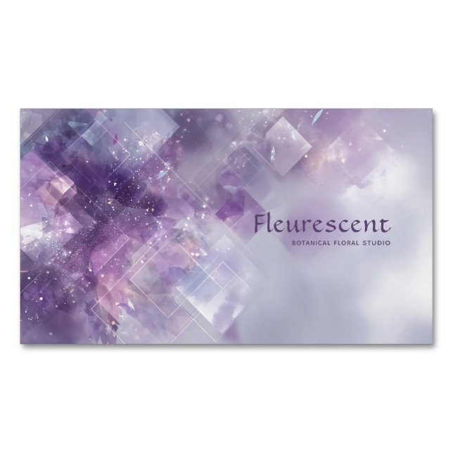 Ethereal Abstract Amethyst Crystal Geometric Magnetic Business Card (Front)