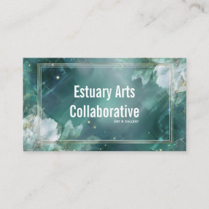 Ethereal Abstract Floral Emerald Green & Gold Business Card