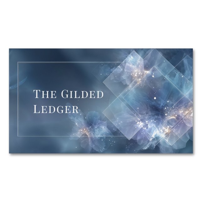Ethereal Abstract Floral Modern Geometric Magnetic Business Card (Front)