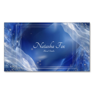 Ethereal Abstract Waves Blue & Gold Magnetic Business Card