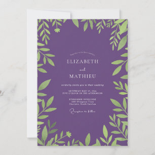 Ethereal Amethyst Leafy Wedding Invitation