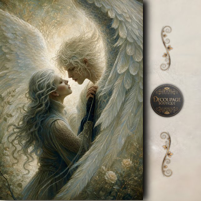 Ethereal Angel Love Art Decoupage Tissue Paper (Stormy Sea Fisherman Art Decoupage Tissue Paper)