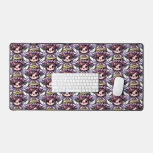 Ethereal Angelic Chibi - angel, halo, flowers Desk Mat