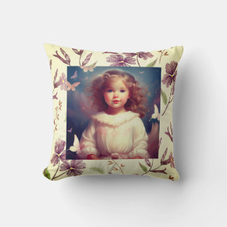 Ethereal Angelic Vintage Girl Throw Pillow