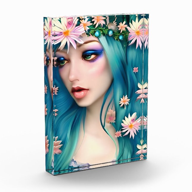 Ethereal Art | Beautiful Fairy with Blue Hair Photo Block (Left)