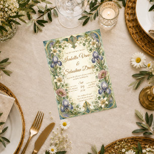 Ethereal Art Nouveau Botanical Romance Wedding Invitation