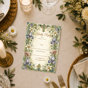 Ethereal Art Nouveau Botanical Romance Wedding RSVP Card