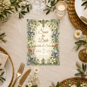 Ethereal Art Nouveau Botanical Romance Wedding Save The Date