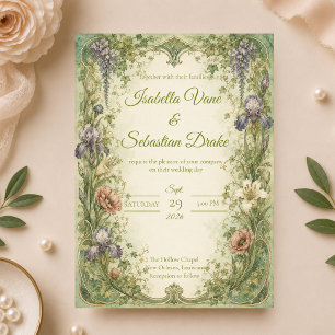 Ethereal Art Nouveau Garden Romance Wedding Invitation