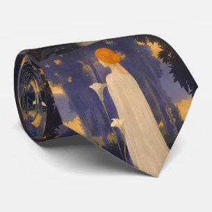 Ethereal Art Nouveau Woman by Moonlit Calla Lilies Tie