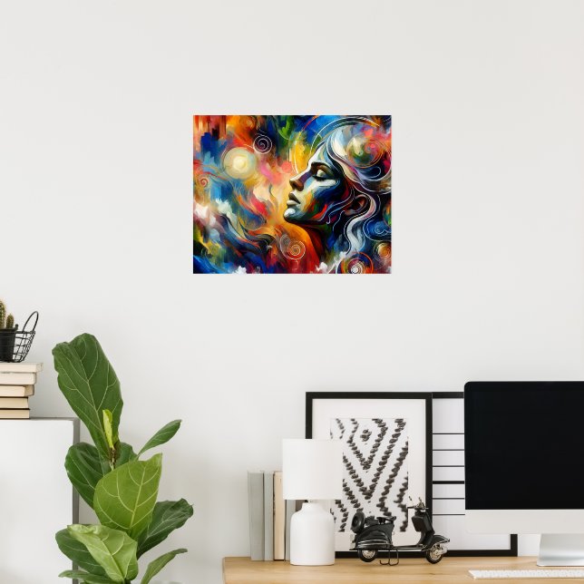 "Ethereal Awakening - Abstract Soul Art" Vibrant  Poster (Home Office)