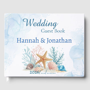 Ethereal Beach Starfish & Sand Dollar Wedding  Guest Book