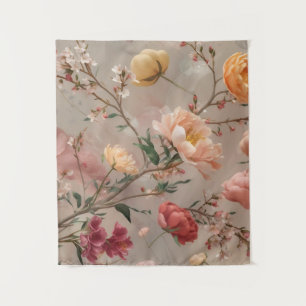 "Ethereal Bloom: A Dreamy Watercolor Floral Design Tapestry